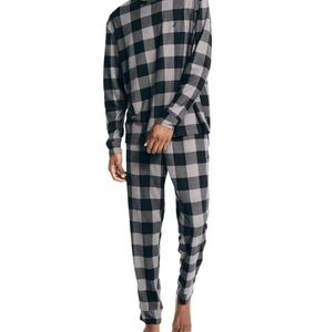 Nautica Men's 2 Piece Waffle-Knit Pajama Set Storm Gray XL Jogger &‎ Long Sleeve